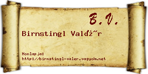 Birnstingl Valér névjegykártya